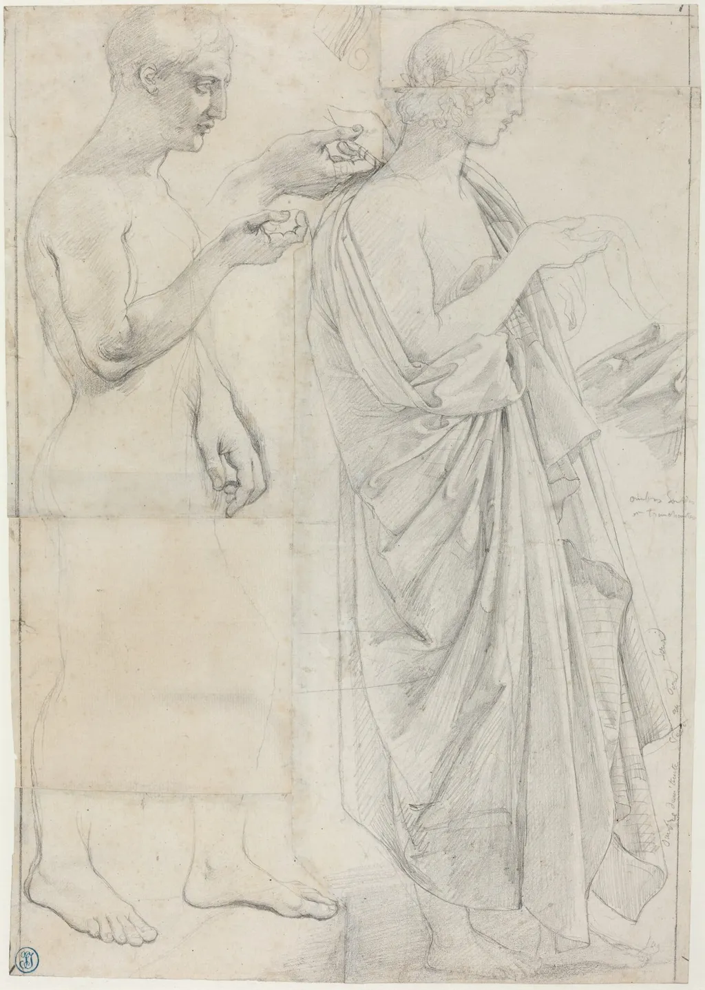 Two Studies of Virgil, by Jean Auguste Dominique Ingres, graphite, 1812
