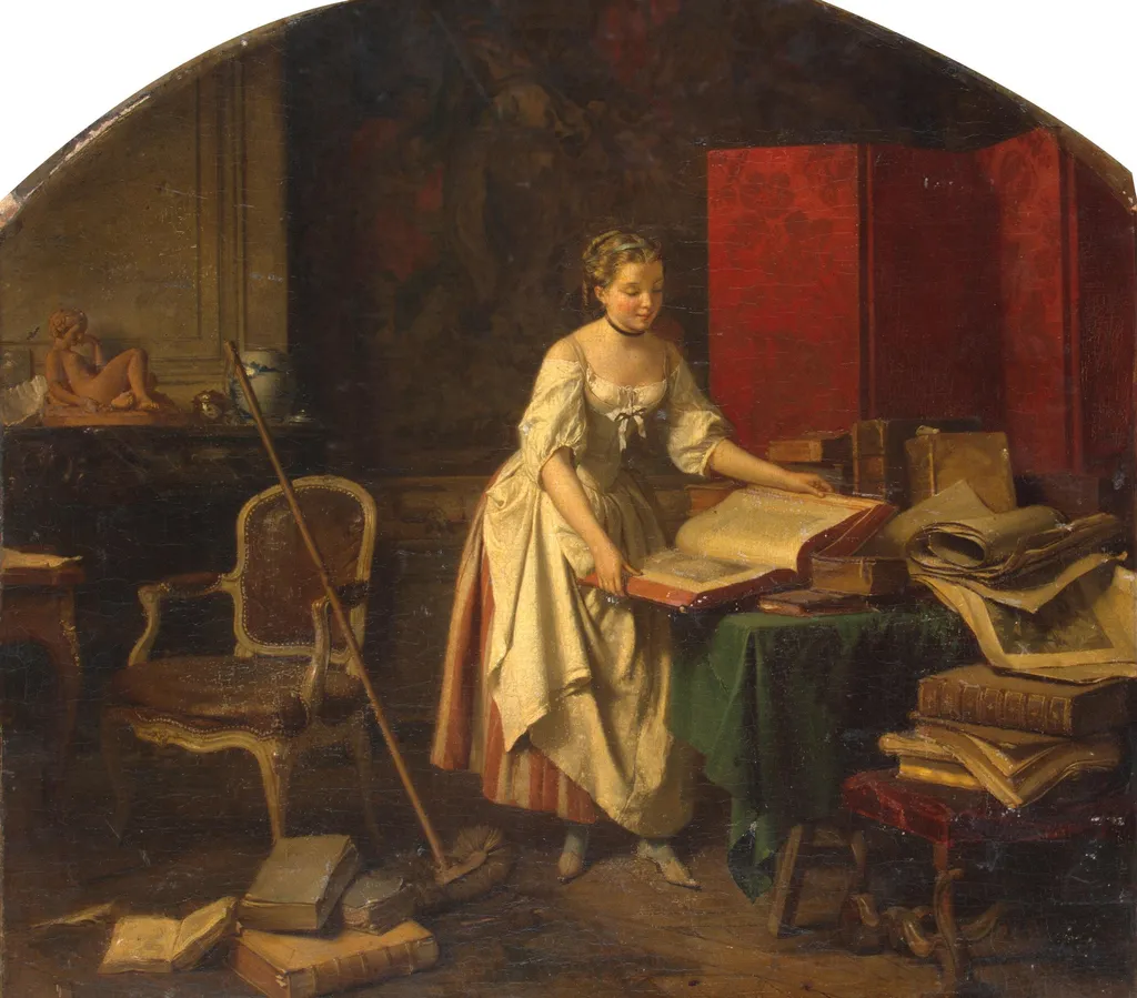 Curions Woman, by Jean-Baptiste Antoine Emile Béranger, oil, 1848