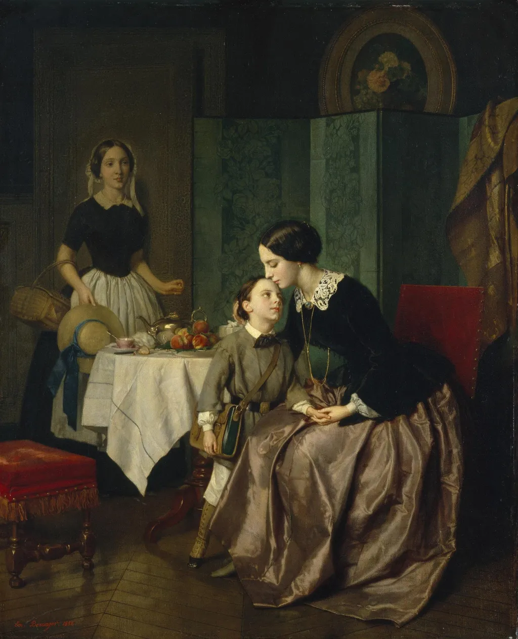 Mother's Instructions, by Jean-Baptiste Antoine Emile Béranger, oil, 1856