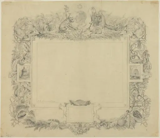Design for a Border with a Portrait of Baron Cuvier, by Jean-Baptiste Arnout