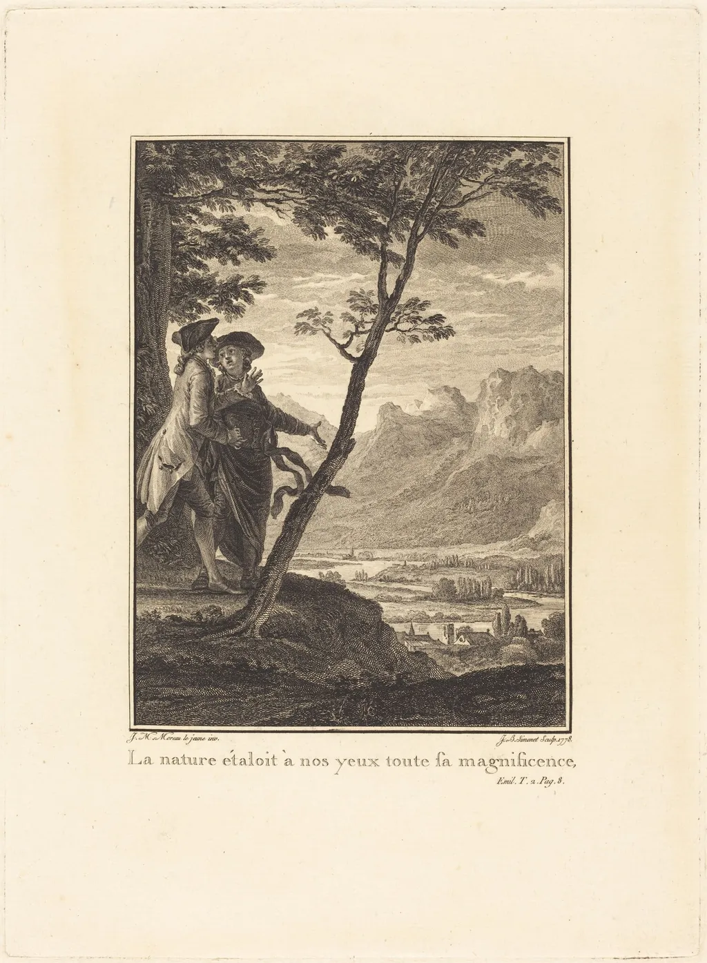 La nature étaloit à nos yeaux toute sa magnificence, by Jean-Baptiste Blaise Simonet, ink, 1778