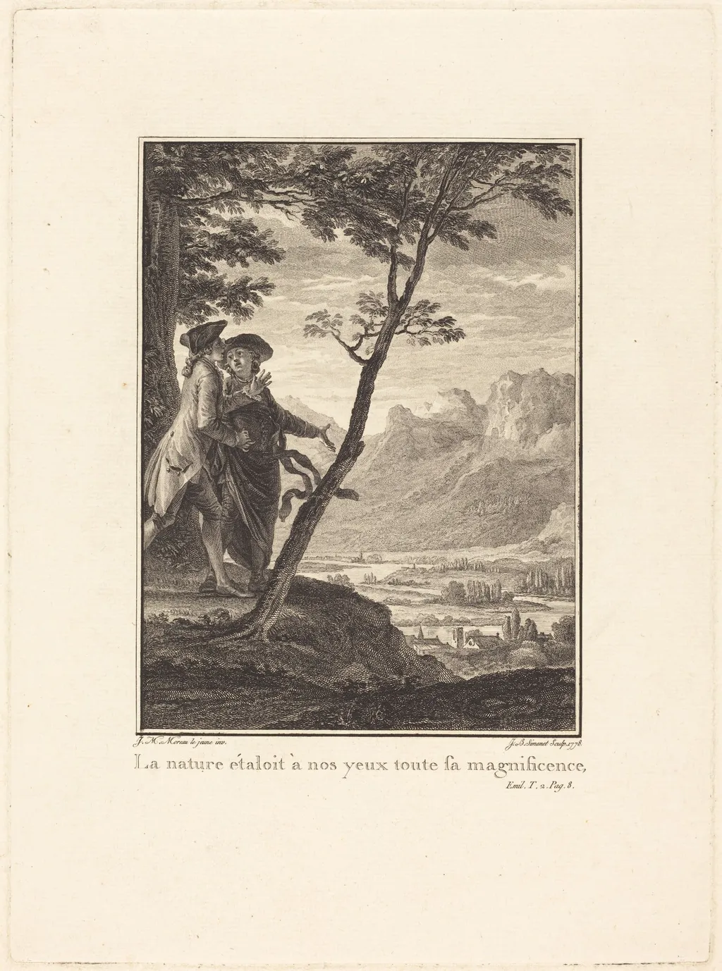 La nature étaloit à nos yeux toute sa magnificence, by Jean-Baptiste Blaise Simonet, ink, 1778