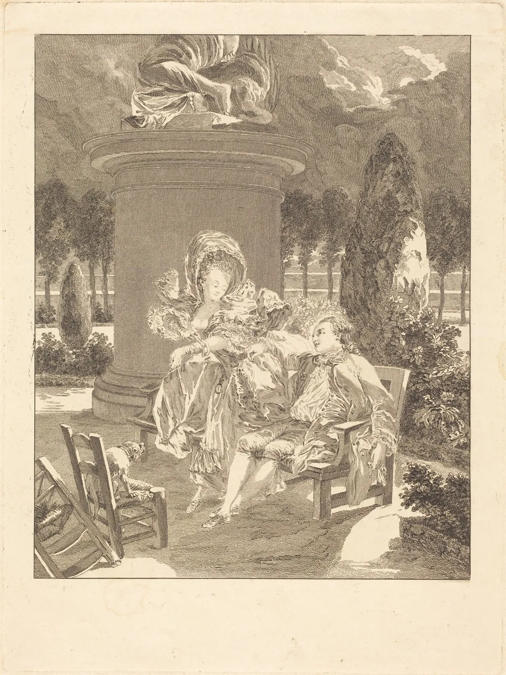 La soiree des Thuileries, by Jean-Baptiste Blaise Simonet, ink, 1774
