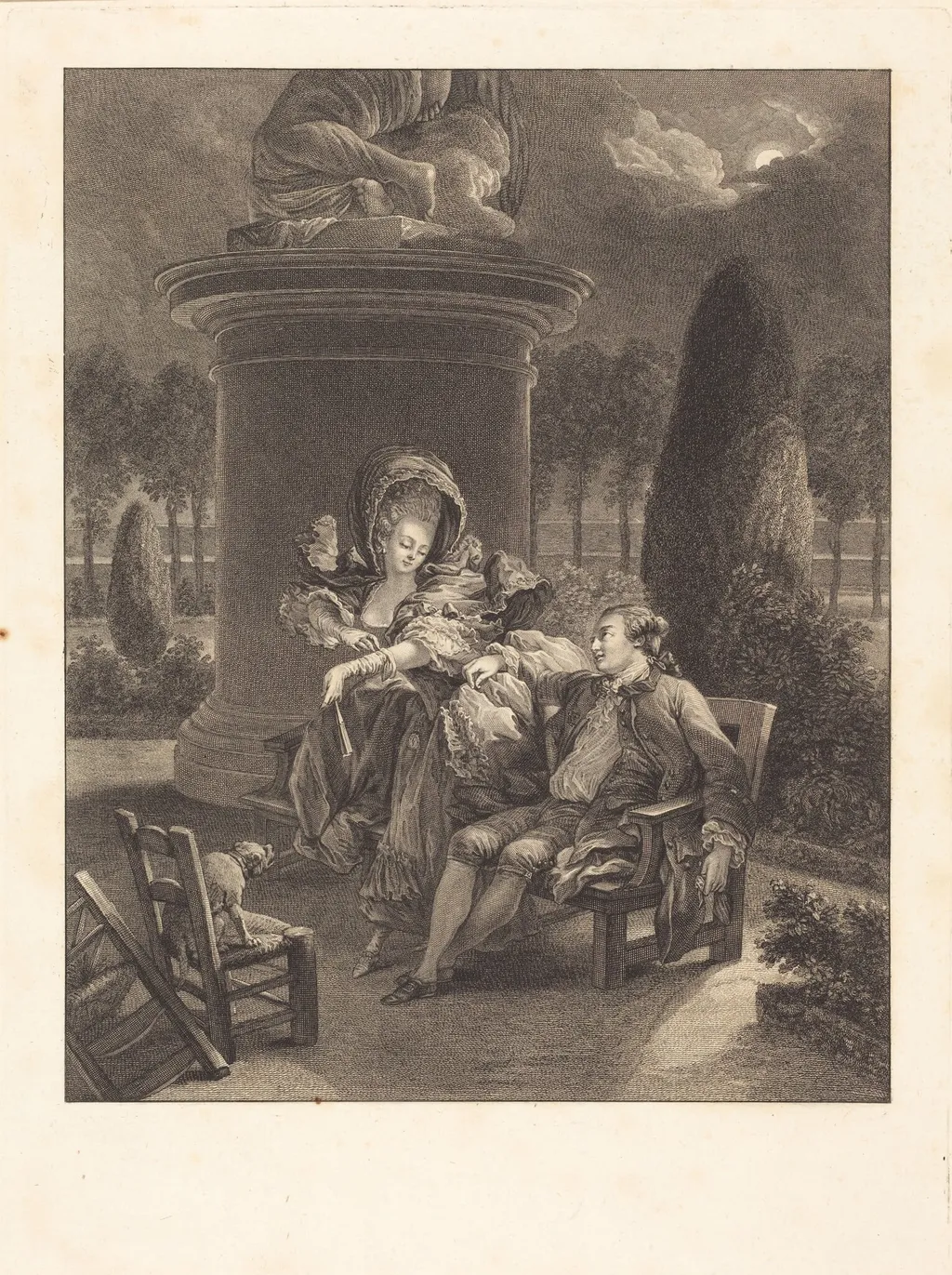 La soiree des Thuileries, by Jean-Baptiste Blaise Simonet, ink, 1774