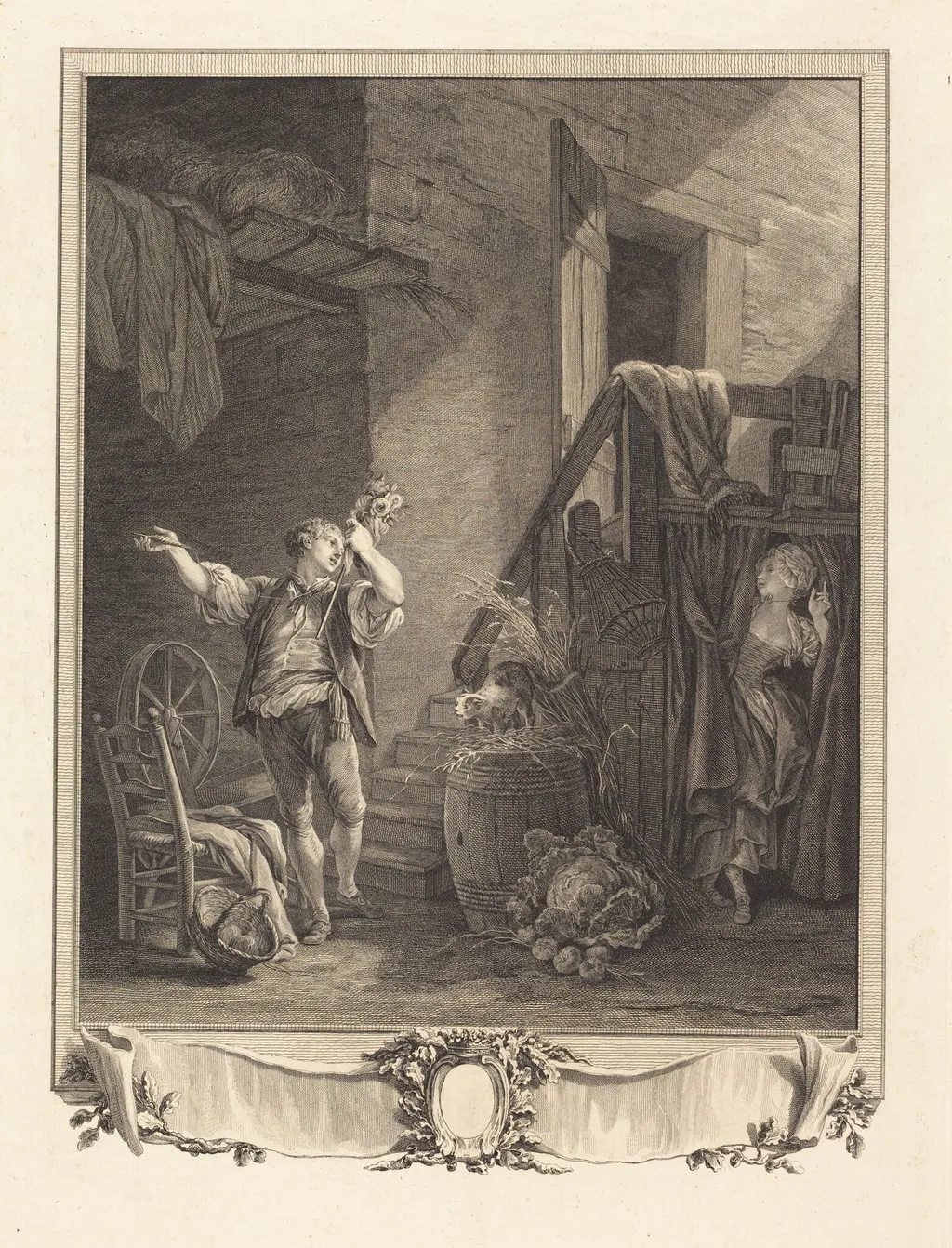 Rose et Colas, by Jean-Baptiste Blaise Simonet, ink, 1778
