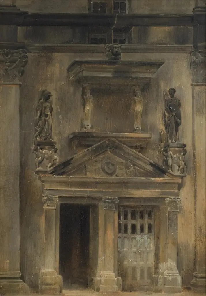 Architectural Study (Door of the Francis I Staircase, Oval Court, Fontainebleau), by Jean Baptiste Camille Corot