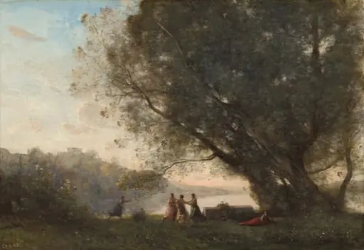 Dance under the Trees at the Edge of the Lake, by Jean Baptiste Camille Corot