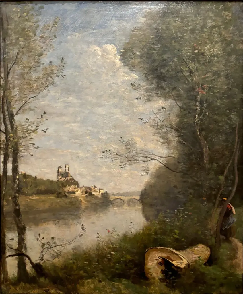 Distant view of Mantes Cathedral, by Jean Baptiste Camille Corot