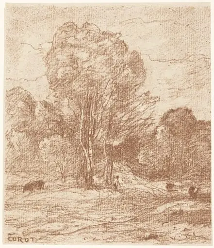 Drowsing Cattle (Le Dormoir des vaches), by Jean Baptiste Camille Corot