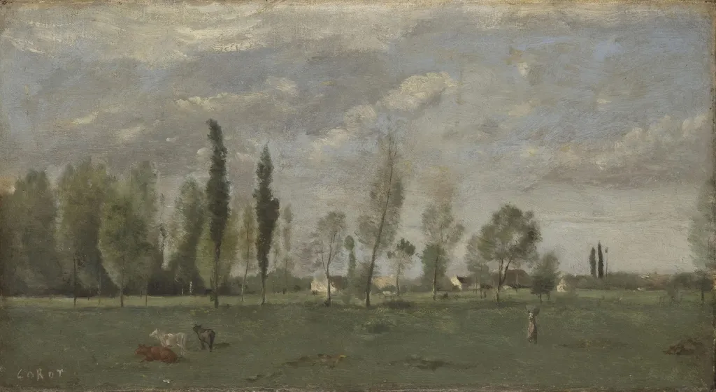 Fields of Saint-Ouen, by Jean Baptiste Camille Corot, oil, 1850