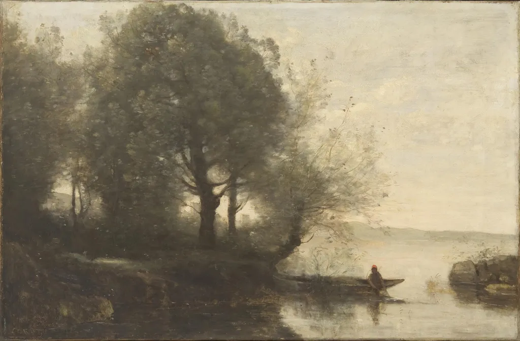 Fisherman, by Jean Baptiste Camille Corot, oil, 1867