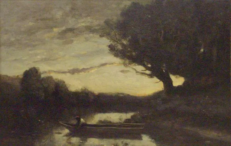 Fisherman Arranging His Catch, by Jean Baptiste Camille Corot, oil, 1845