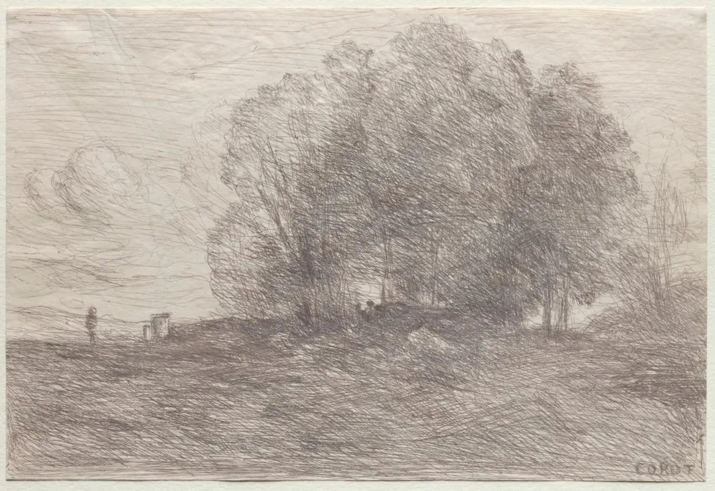 Group of Trees, by Jean Baptiste Camille Corot, 1858