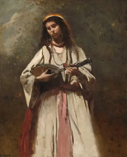 Gypsy Woman with Mandolin, by Jean Baptiste Camille Corot