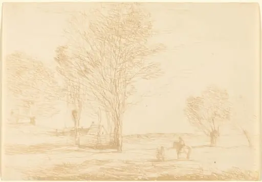 Horseman Halted in the Countryside (Cavalier arrete dans la campagna), by Jean Baptiste Camille Corot