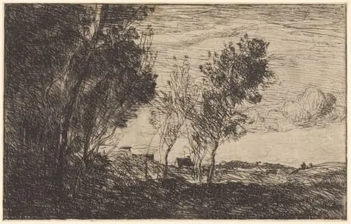 In the Dunes: Souvenir of The Hague (Dans les dunes: Souvenir du bois de La Haye), by Jean Baptiste Camille Corot