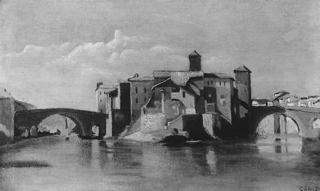 Island of San Bartolomeo, Rome, by Jean Baptiste Camille Corot