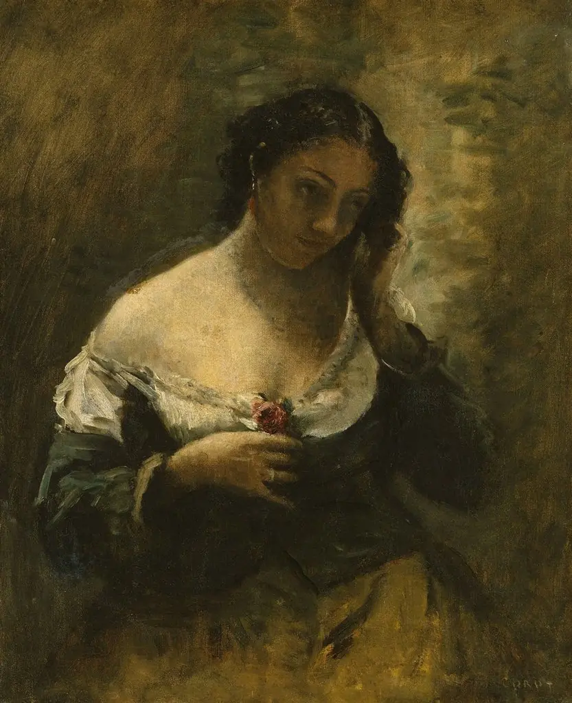 La fille à la rose, by Jean Baptiste Camille Corot