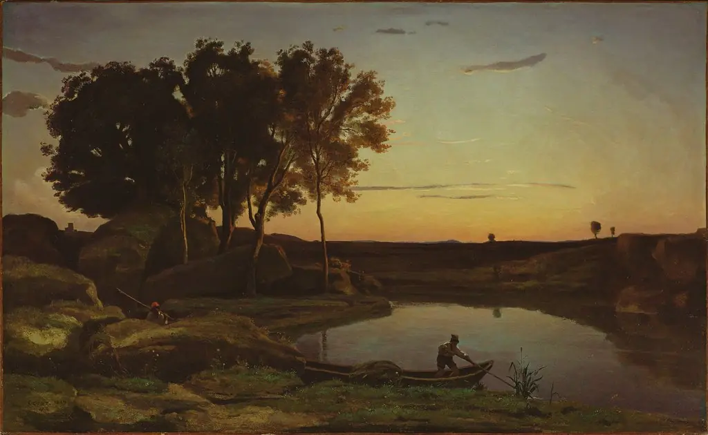 Landscape with Lake and Boatman, by Jean Baptiste Camille Corot