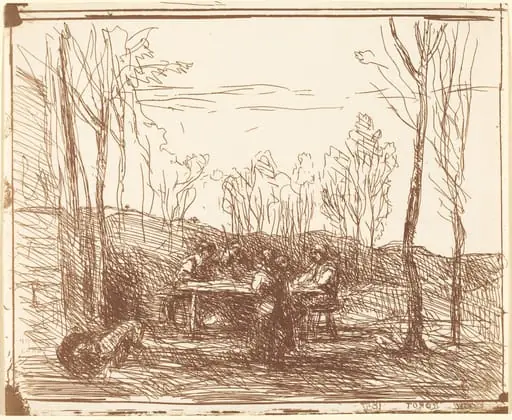 Luncheon in a Clearing (Un Dejeuner dans la clairiere), by Jean Baptiste Camille Corot