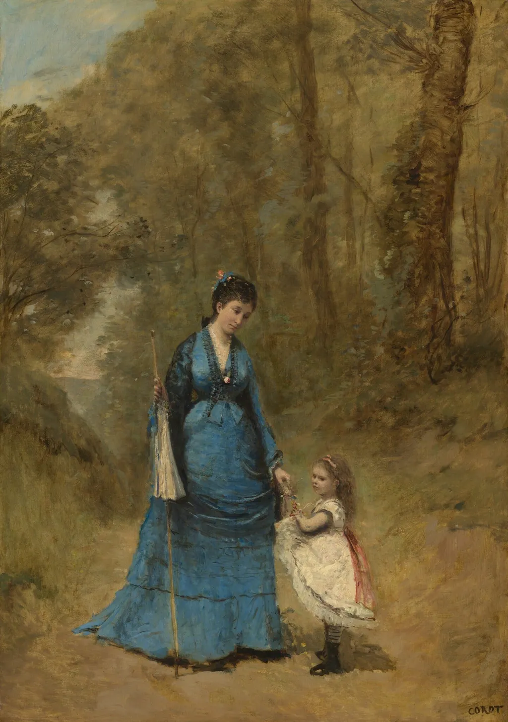 Madame Stumpf and Her Daughter, by Jean Baptiste Camille Corot, oil, 1872