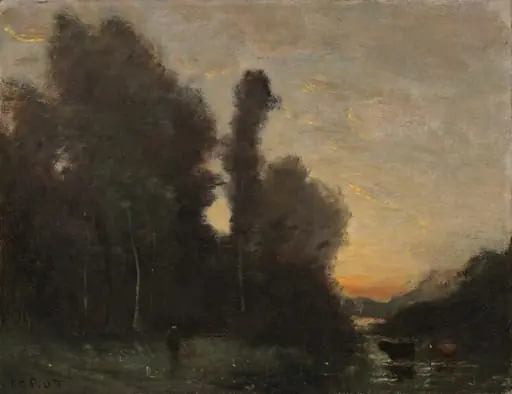 Maisema, iltatunnelma, by Jean Baptiste Camille Corot