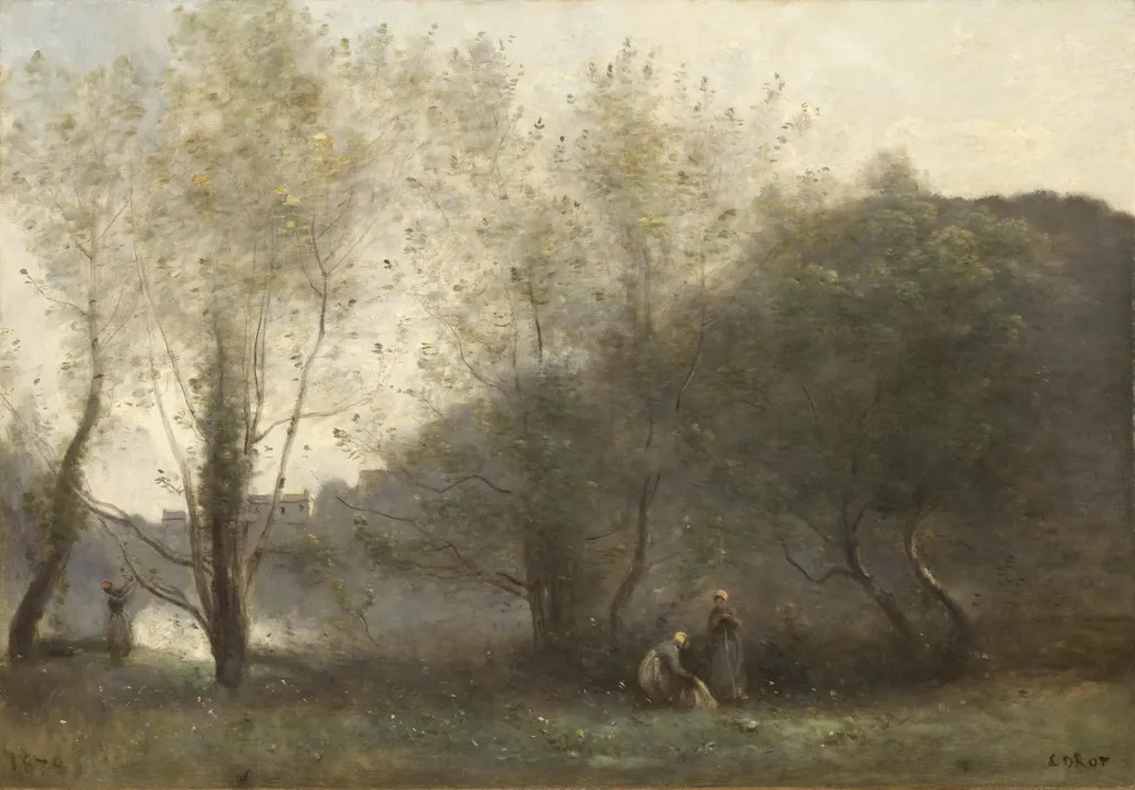 Morning on the Estuary, Ville d'Avray, by Jean Baptiste Camille Corot, oil, 1870