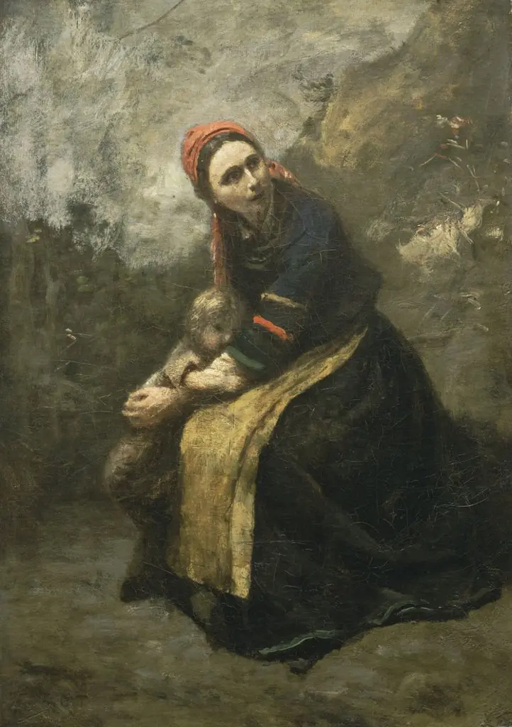 Mother Protecting Her Child, by Jean Baptiste Camille Corot
