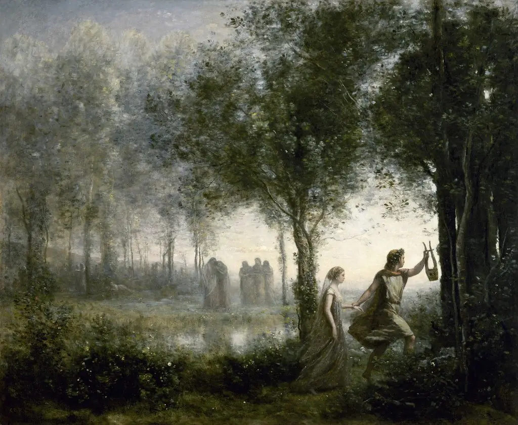 Orpheus Leading Eurydice from the Underworld, by Jean Baptiste Camille Corot