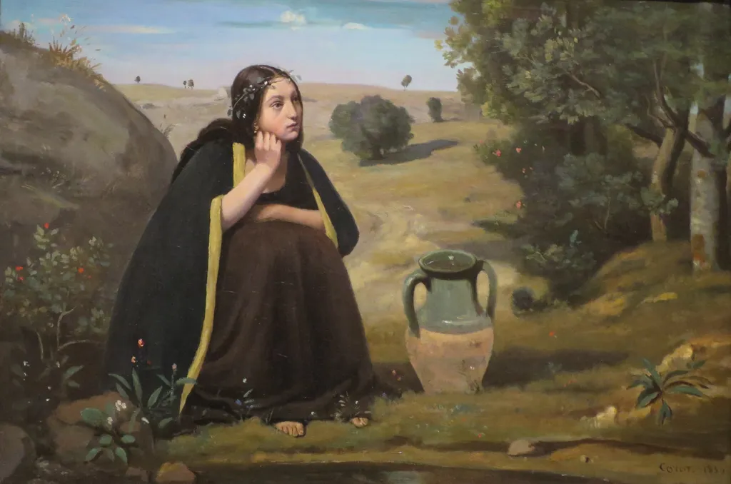 Rebecca at the Well, by Jean Baptiste Camille Corot, oil, 1839