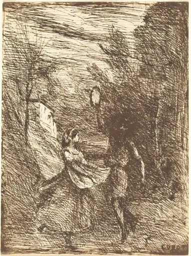 Saltarello (Saltarelle), by Jean Baptiste Camille Corot
