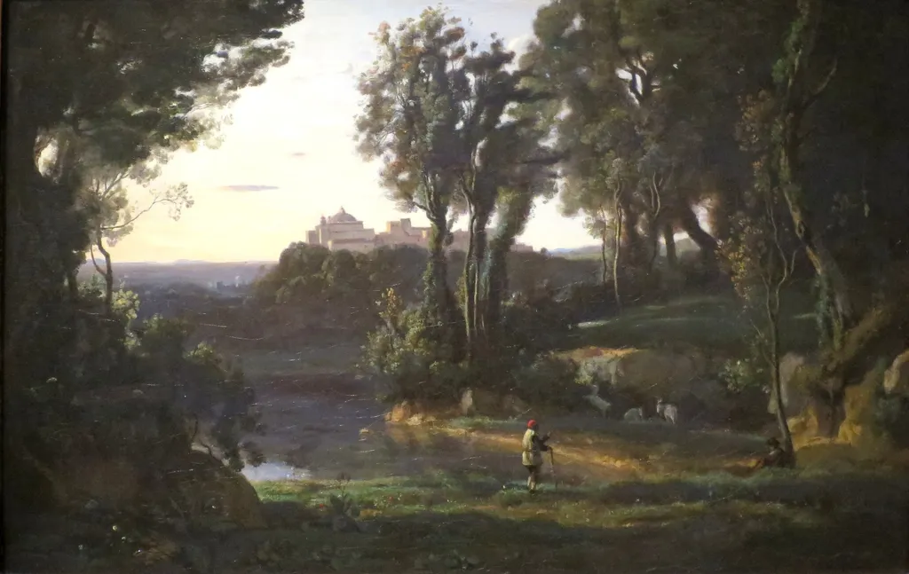 Site in Italy, by Jean Baptiste Camille Corot, oil, 1839