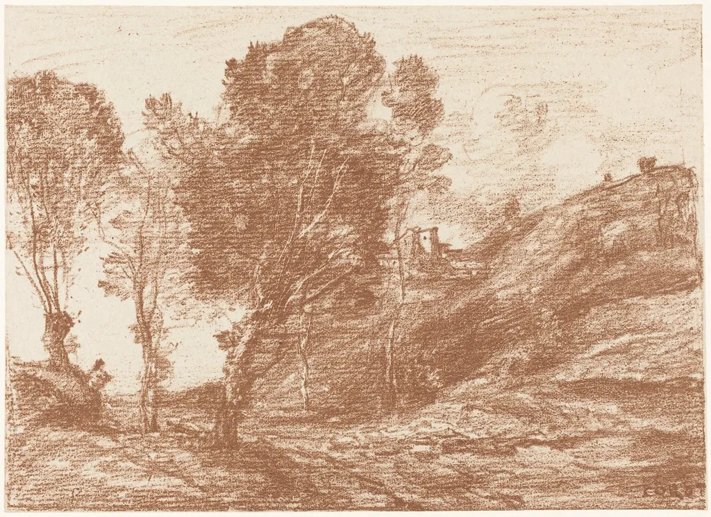 Souvenir of Italy (Souvenir d'Italie), by Jean Baptiste Camille Corot, ink, 1871
