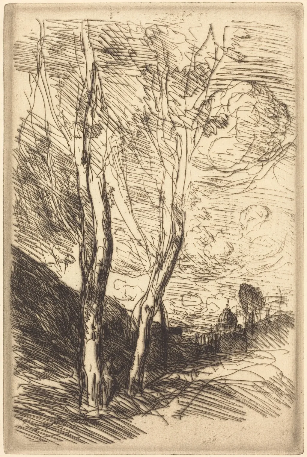 The Cathedral of Florence (Le Dome florentin), by Jean Baptiste Camille Corot, ink, 1870
