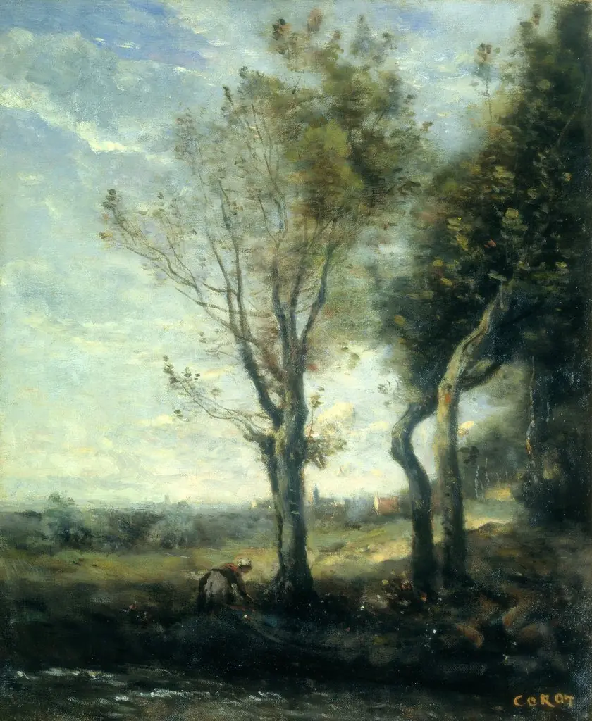 The Four Trees by the Plain, by Jean Baptiste Camille Corot