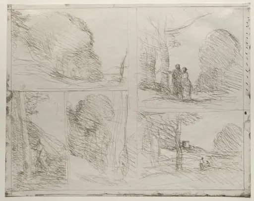The Garden of Pericles; The Painter's Lane; Scrawl; The Large Woodcutter; The Tower of Henry VIII, by Jean Baptiste Camille Corot