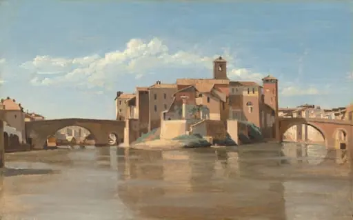 The Island and Bridge of San Bartolomeo, Rome, by Jean Baptiste Camille Corot