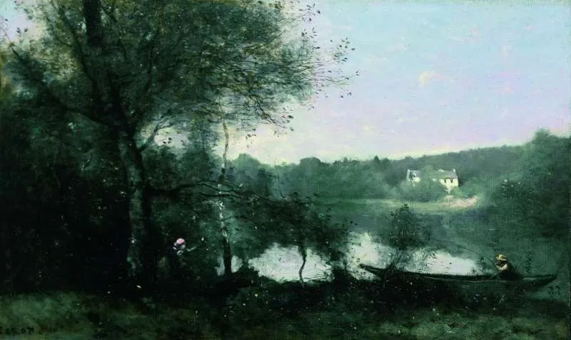 The Town of Avray, by the River, by Jean Baptiste Camille Corot, oil, 1845