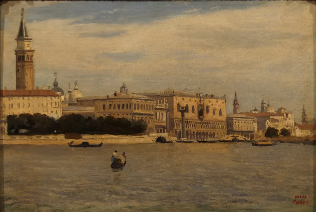 Venice from the Dogana, by Jean Baptiste Camille Corot, oil, 1834