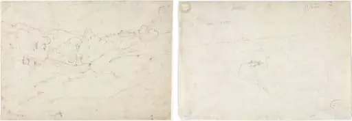 View of Marino (recto); Sketch for a Landscape (verso), by Jean Baptiste Camille Corot
