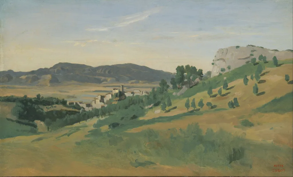 View of Olevano, by Jean Baptiste Camille Corot, oil, 1827