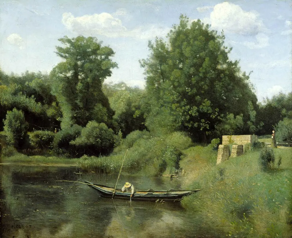 Ville-d'Avray. Le pêcheur auprès de l'écluse, by Jean Baptiste Camille Corot