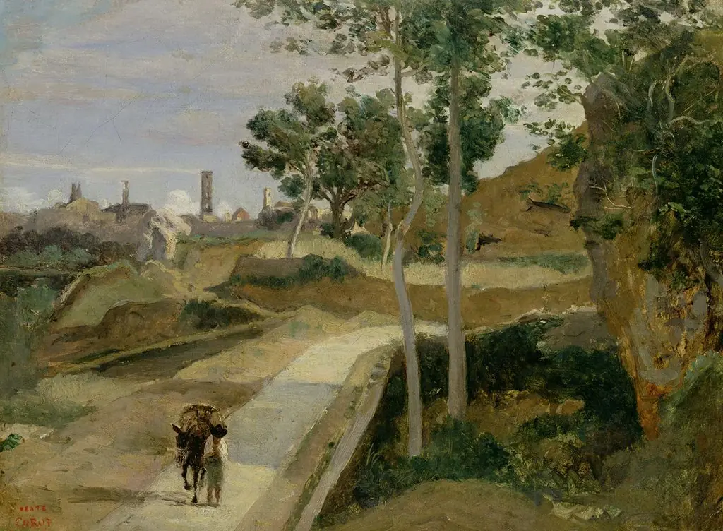 Volterra. Route descendant de la ville, by Jean Baptiste Camille Corot
