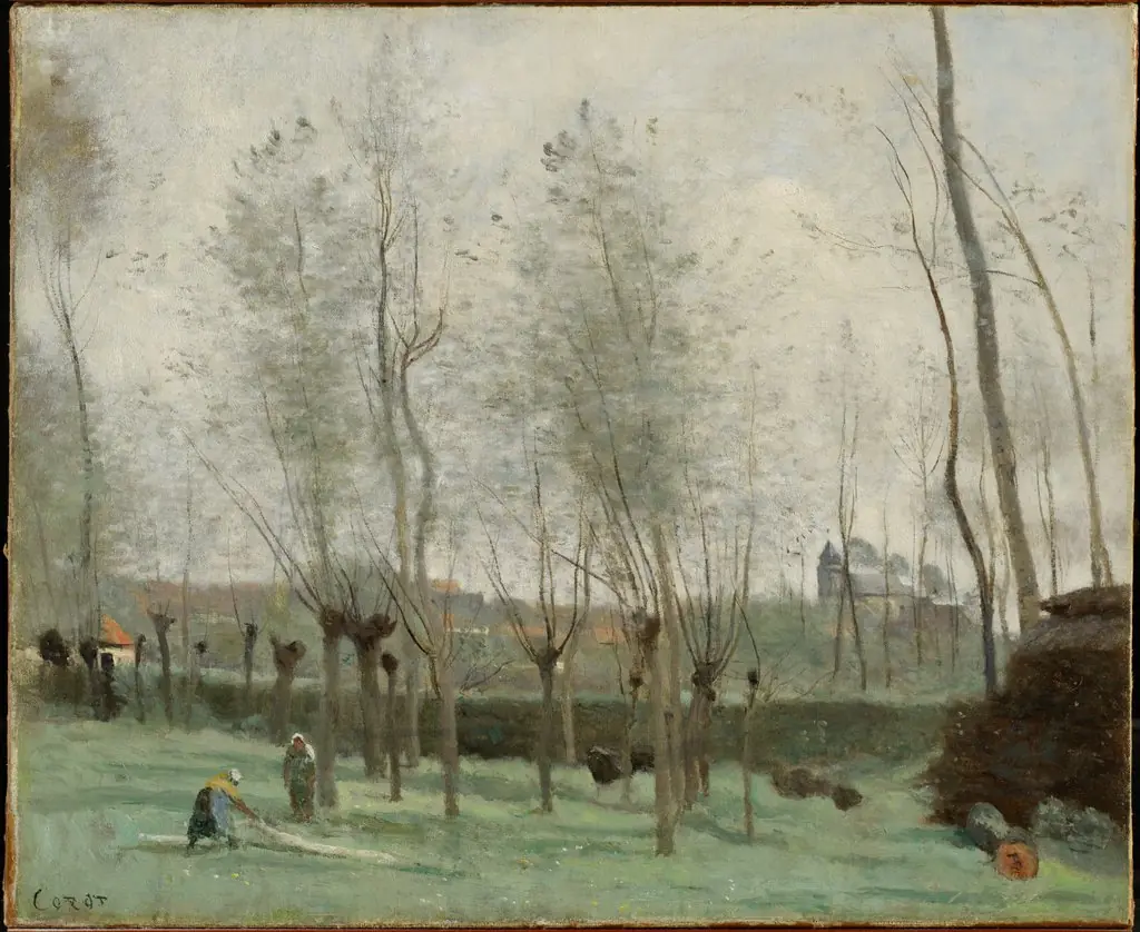 Washerwomen in a Willow Grove, by Jean Baptiste Camille Corot