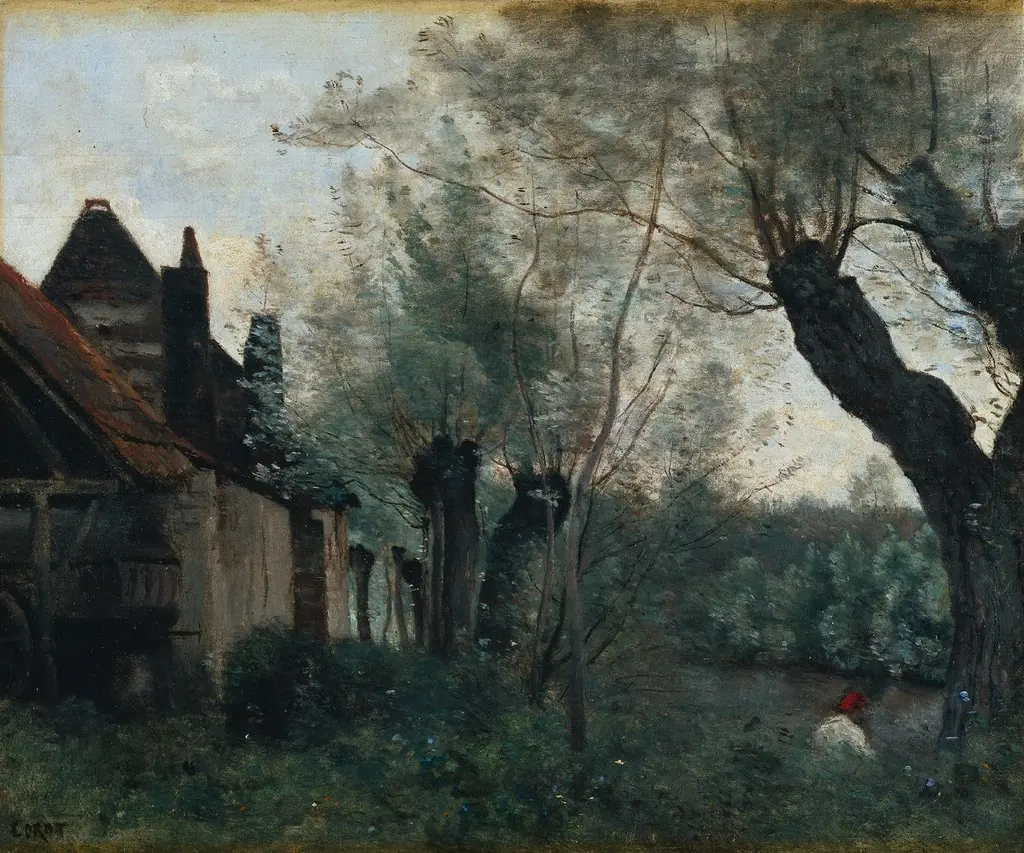 Willows and Farmhouse at Sainte-Catherine-lès-Arras, by Jean Baptiste Camille Corot
