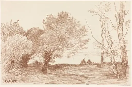 Willows and White Poplars (Saules et peupliers blancs), by Jean Baptiste Camille Corot