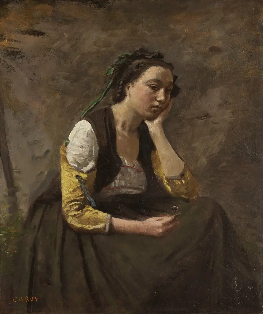 Woman Resting on Her Elbow, by Jean Baptiste Camille Corot