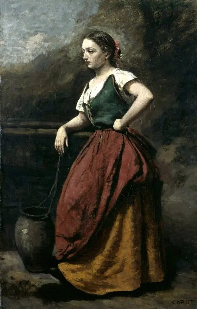 Young woman at a fountain, by Jean Baptiste Camille Corot