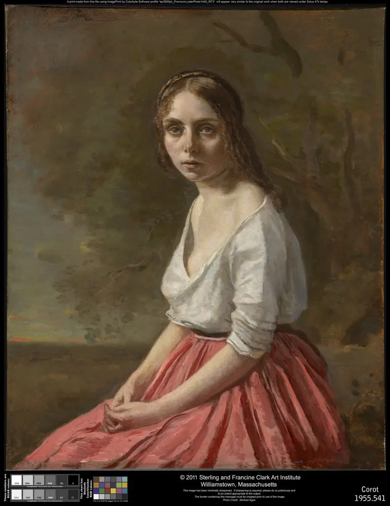 Young Woman in a Pink Skirt, by Jean Baptiste Camille Corot