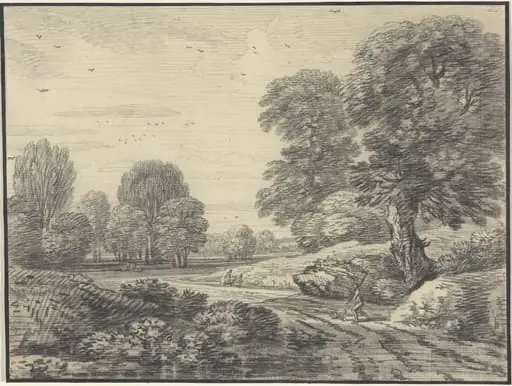 Travelers on a Road in a Wooded Landscape, by Jean Baptiste Claude Chatelain